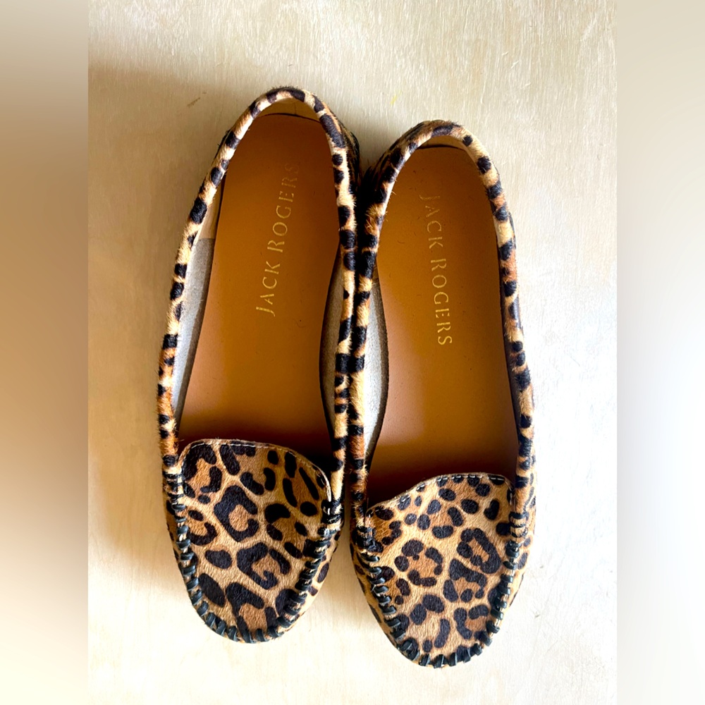 Jack Rogers WOMEN'S MILLIE HAIRCALF MOCCASIN LEOPARD PRINT CASUAL SHOES